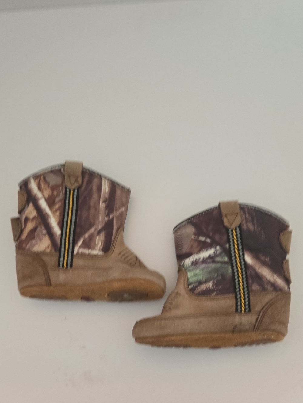 Old West Kids Tan and Brown Camouflage Pull-On Boots